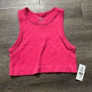 Ambiance Fuchsia Ribbed Crop Top